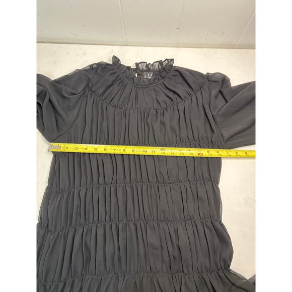 Vero Moda Dalia Long Sleeve Smocked High Collar Dress in Black Size XL - Picture 5 of 6